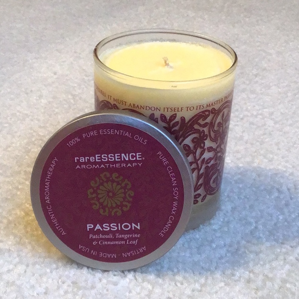 rareEssence Aromatherapy Pure Clean Soy Wax Candle, Passion